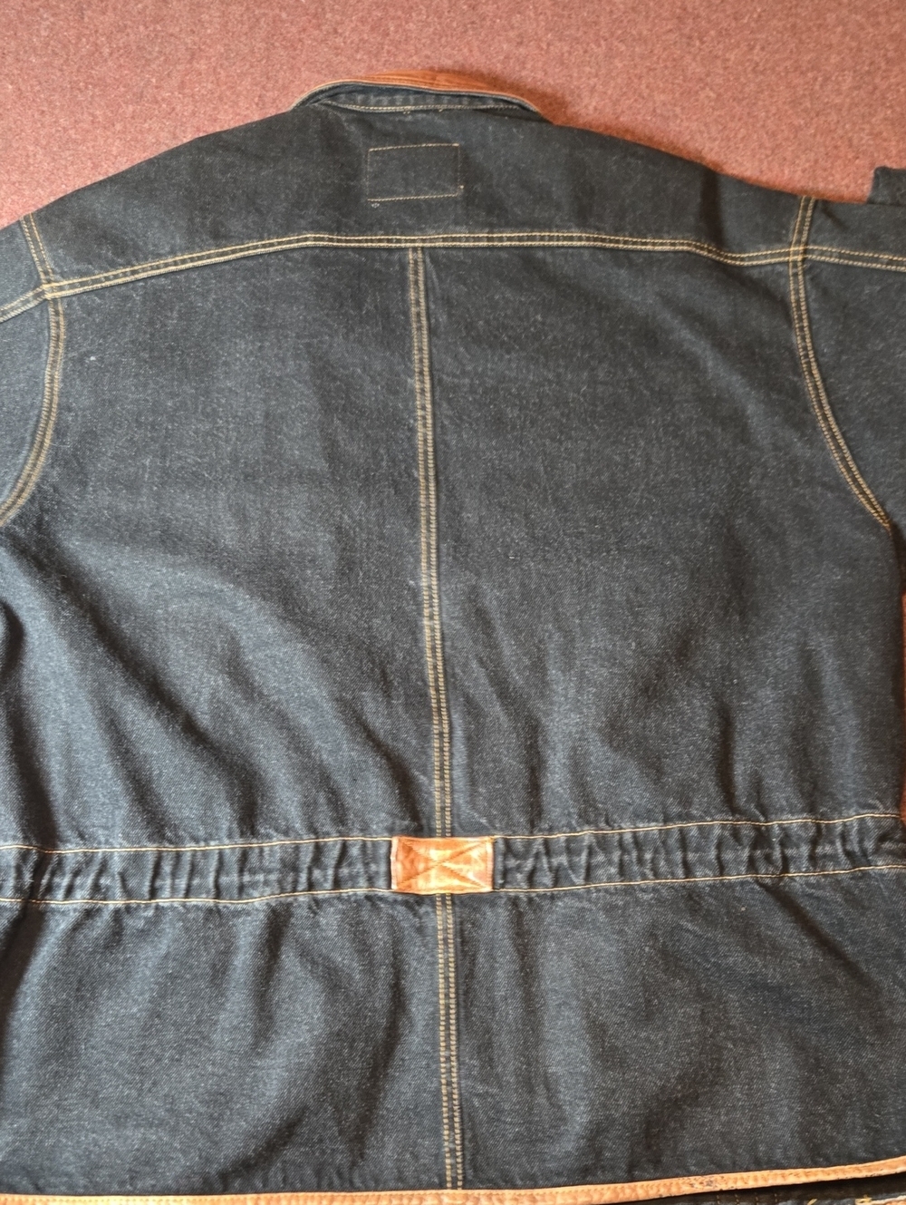 Vintage B. Free Men's Denim With Leather Trim Jacket Size XL Black & Tan - Picture 16 of 16